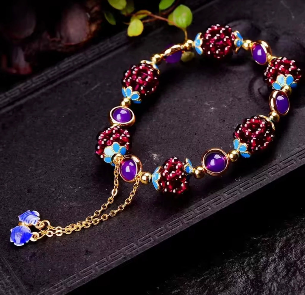 Pomegranate Garnet & Amethyst Bracelet
