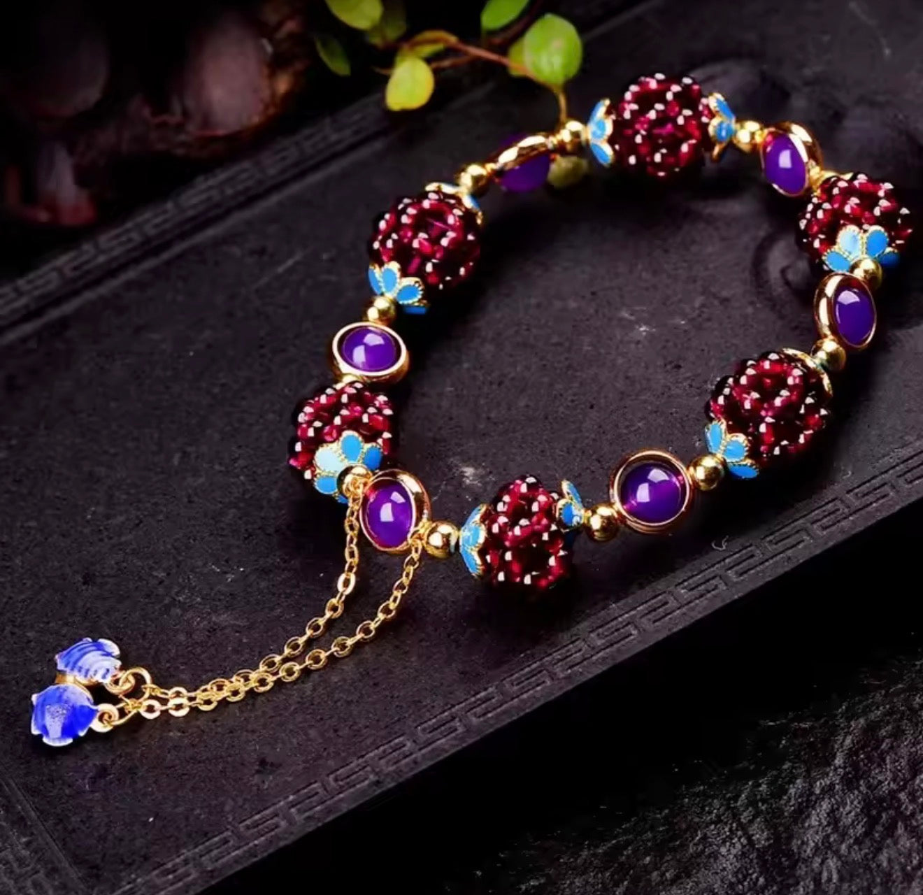 Pomegranate Garnet & Amethyst Bracelet