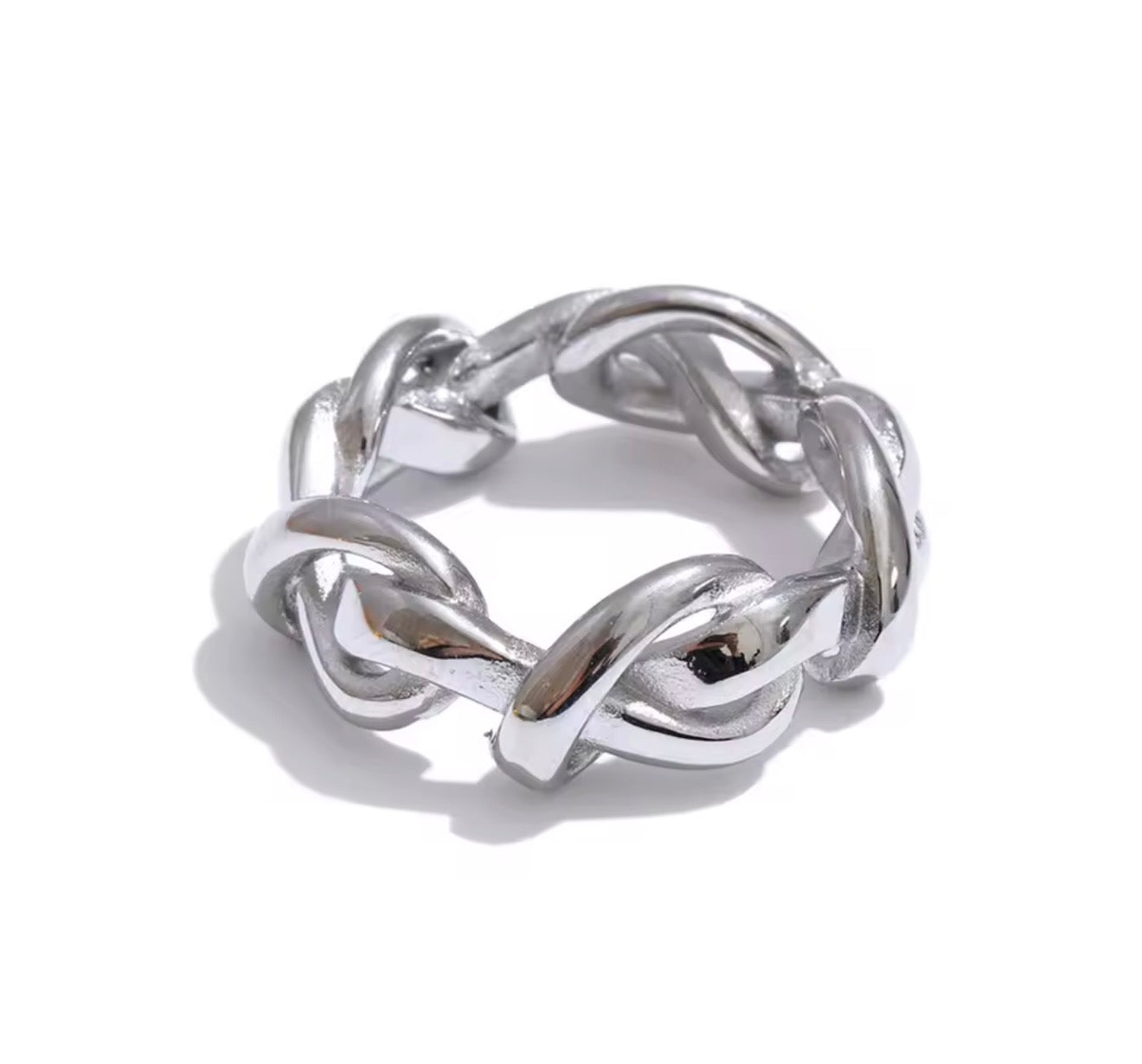 Chain Link Twist Ring - Gold Finish close-up