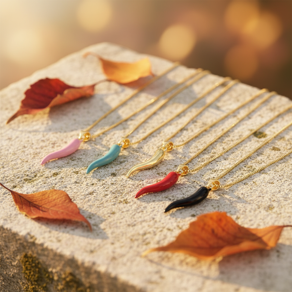 All Colour Cornicello Necklaces - Golden Hour